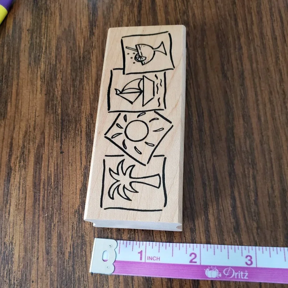 Great Impressions Tropical Summer Themed 4 X 2 Inch Rubber Stamp
